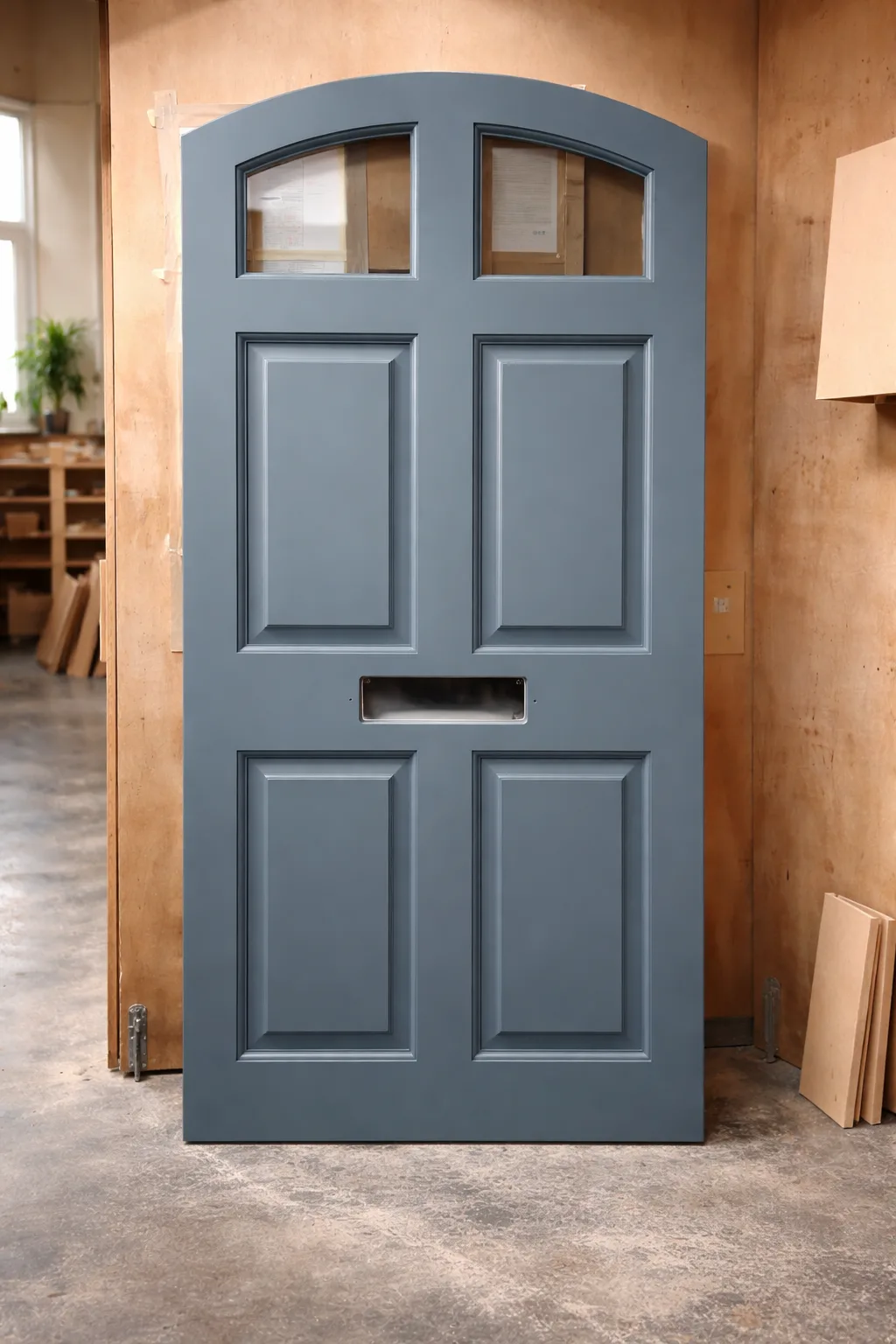 Painted hardwood entrance door made in the Monarch Joinery workshop